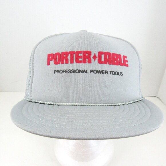 Porter Cable Professional Power Tools Men's Gray Mesh Back Adj Truckers Cap Hat - Picture 1 of 9